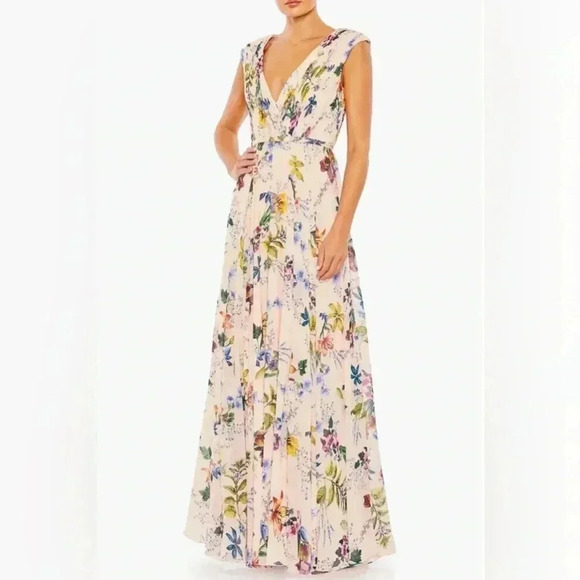 Ieena for Mac Duggal Pleated Floral Evening Gown NWT Style 55829 - Picture 1 of 8